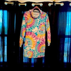Almost famous long sleeve tie-dye dress sweater